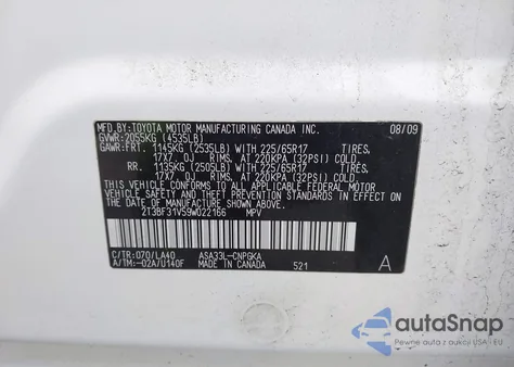 2009 Toyota Rav4 Limited from USA, damaged, VIN 2T3BF31V59W022166